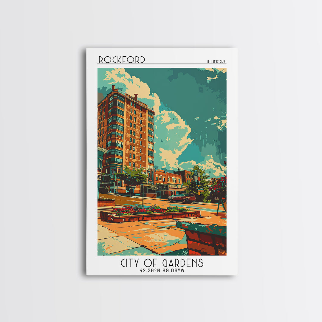Rockford Travel Poster, Canvas Print, Travel Prints, Landscape Art, Wanderlust Gift, Poster Art, Vintage Travel Art, Vintage Posters