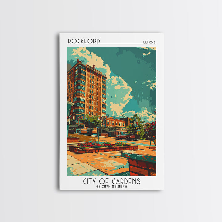 Rockford Travel Poster, Canvas Print, Travel Prints, Landscape Art, Wanderlust Gift, Poster Art, Vintage Travel Art, Vintage Posters