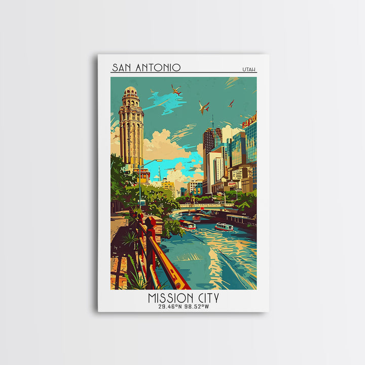 San Antonio Travel Poster, Canvas Print, Vintage Travel Print, City Wall Art, Travel Wall Art, Minimalist Poster, Retro Travel Print