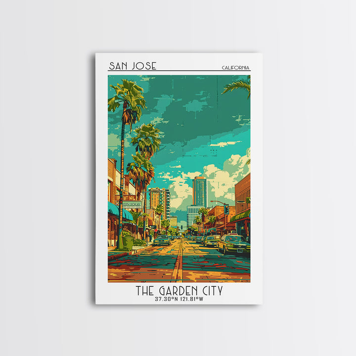 San Jose Travel Poster, Canvas Print, Vintage Travel Print, City Wall Art, City Illustration, Gallery Wall Set, Living Room Wall Art
