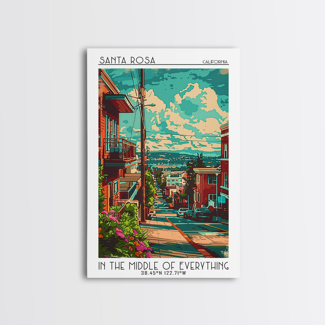 Santa Rosa Travel Poster, Canvas Print, Poster Print, Travel Wall Art, Vintage Travel Art, Mid Century Wall Art, Retro Travel Poster