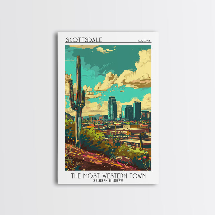 Scottsdale Travel Poster, Canvas Print, Travel Wall Decor, Minimalist Poster, Modern Wall Decor, Travel Posters, Retro Travel Poster