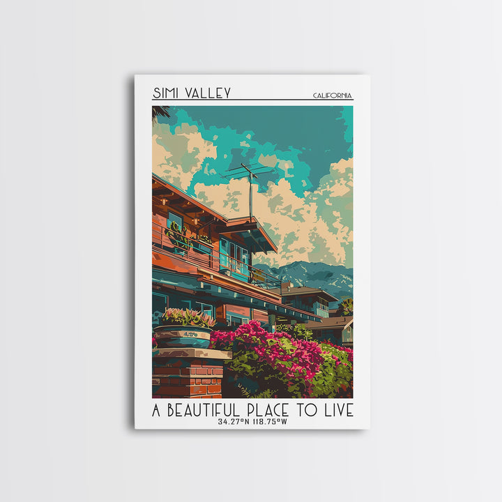 Simi Valley Travel Poster, Canvas Print, Travel Wall Decor, Minimalist Poster, Mid Century Wall Art, Gallery Wall Set, City Wall Art