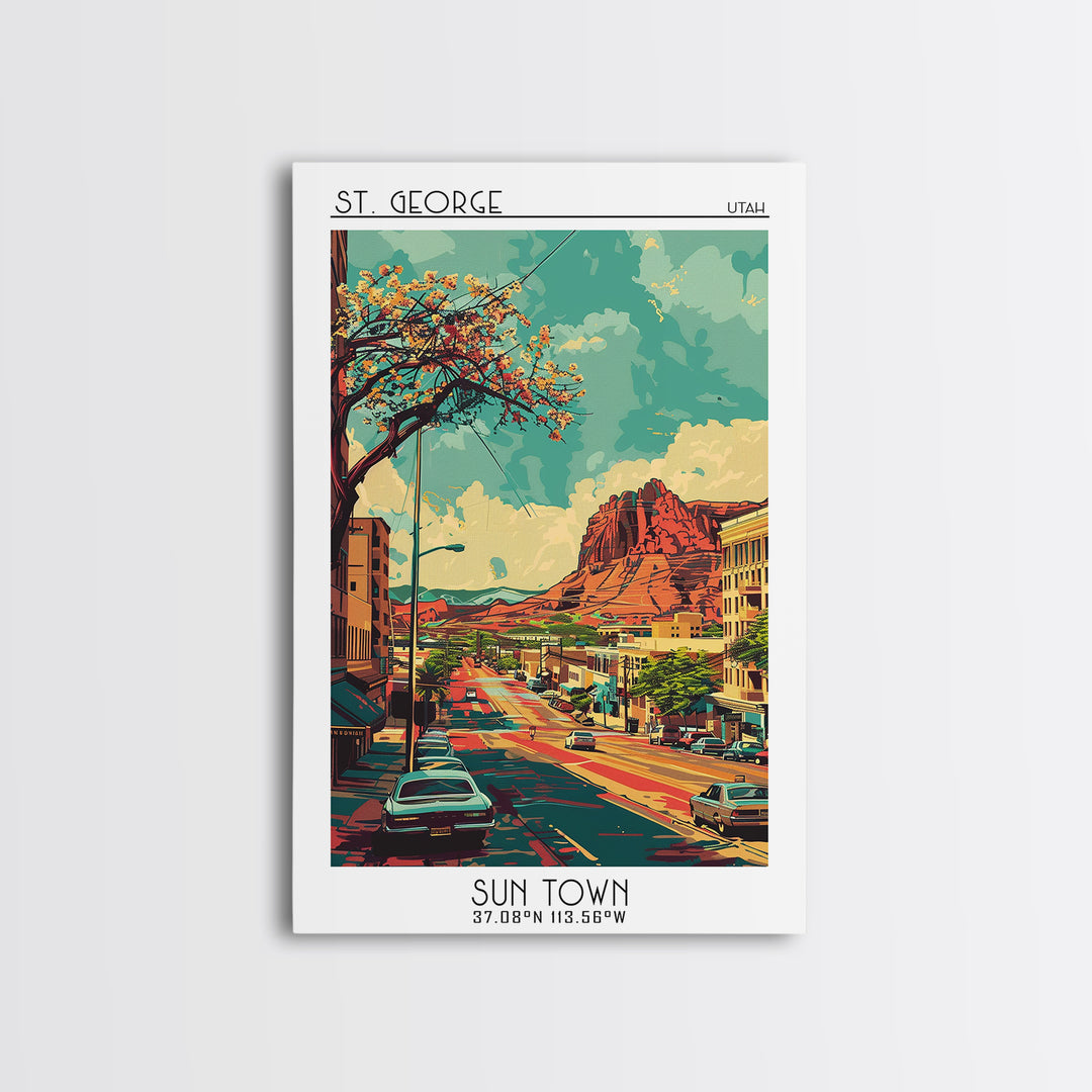 St George Travel Poster, Framed Canvas Print, City Travel Poster, Travel Wall Art, Home Office Decor, Travel Decor, Gallery Wall Set