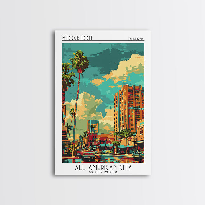 Stockton Travel Poster, Canvas Print, Poster Print, Travel Wall Art, Travel Prints, Vintage Travel, Travel Art Print, Travel Posters