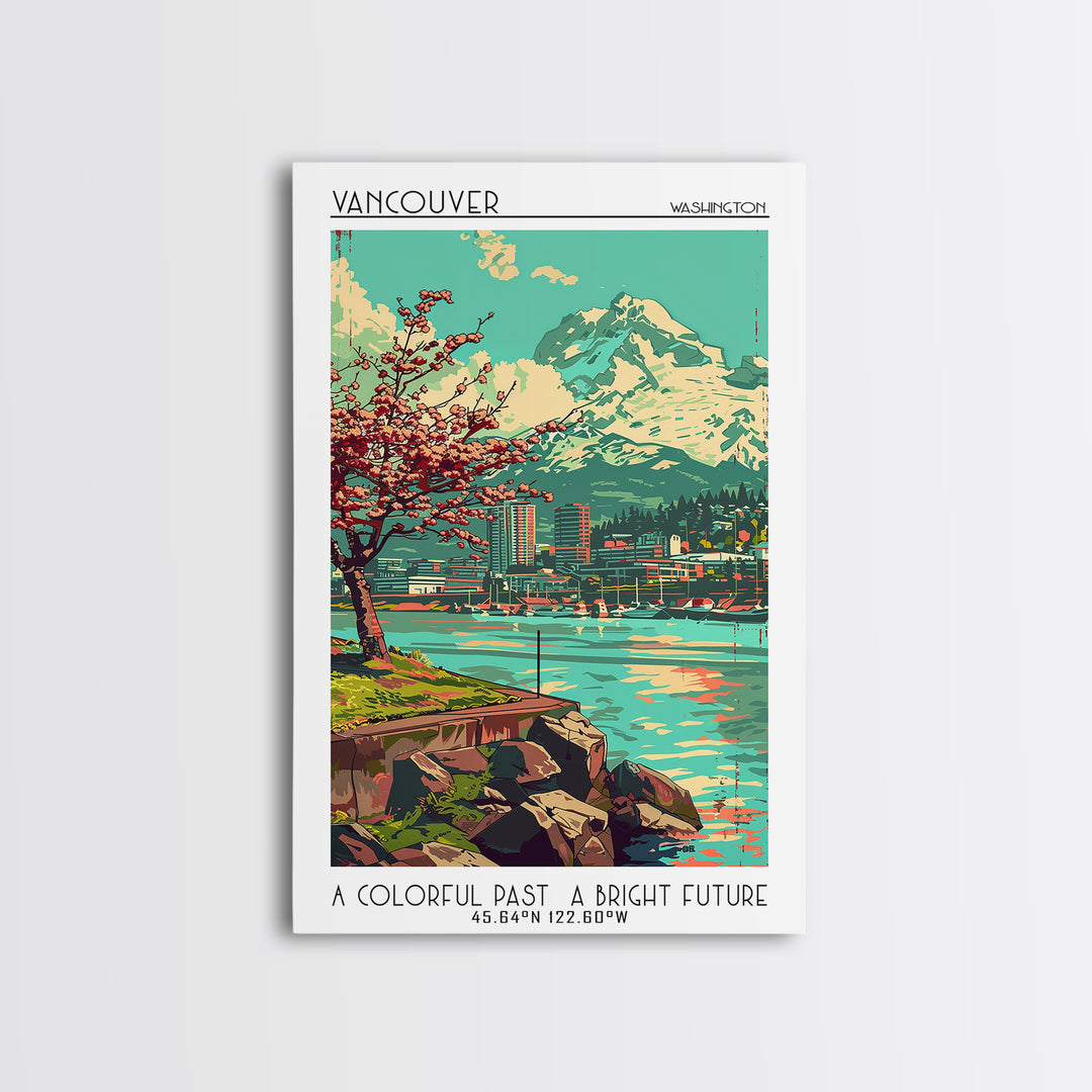 Vancouver Travel Poster, Framed Canvas Print, City Art Print, Travel Wall Art, City Travel Poster, Modern Wall Decor, Fine Art Print