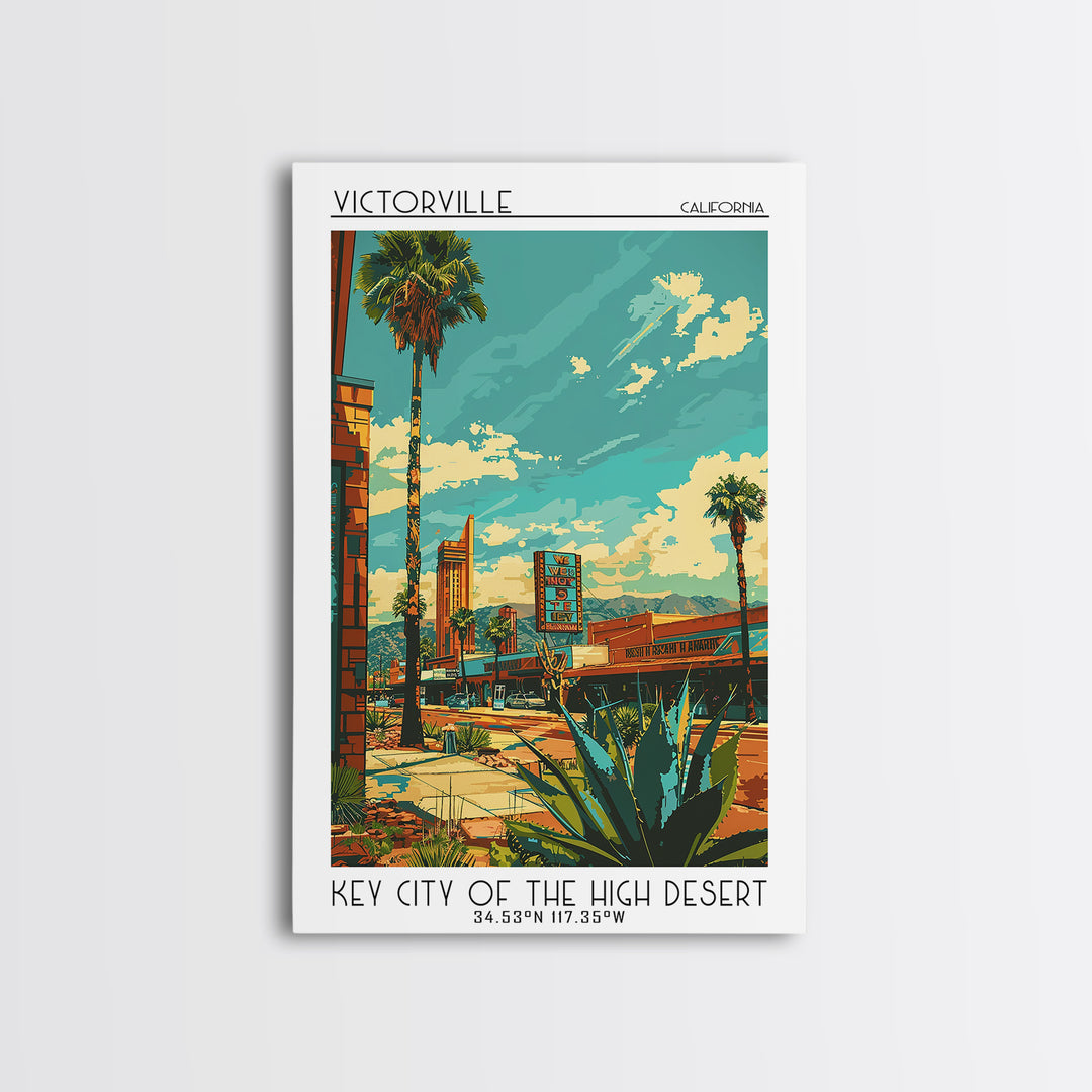 Victorville Travel Poster, Framed Canvas Print, City Travel Poster, Travel Wall Art, Retro Wall Art, Gallery Wall Set, City Wall Art