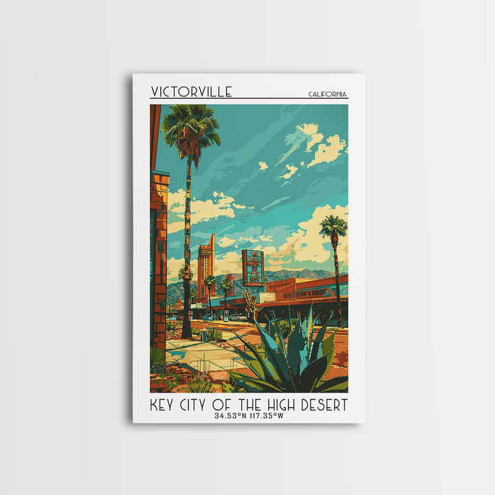 Victorville Travel Poster, Framed Canvas Print, City Travel Poster, Travel Wall Art, Retro Wall Art, Gallery Wall Set, City Wall Art