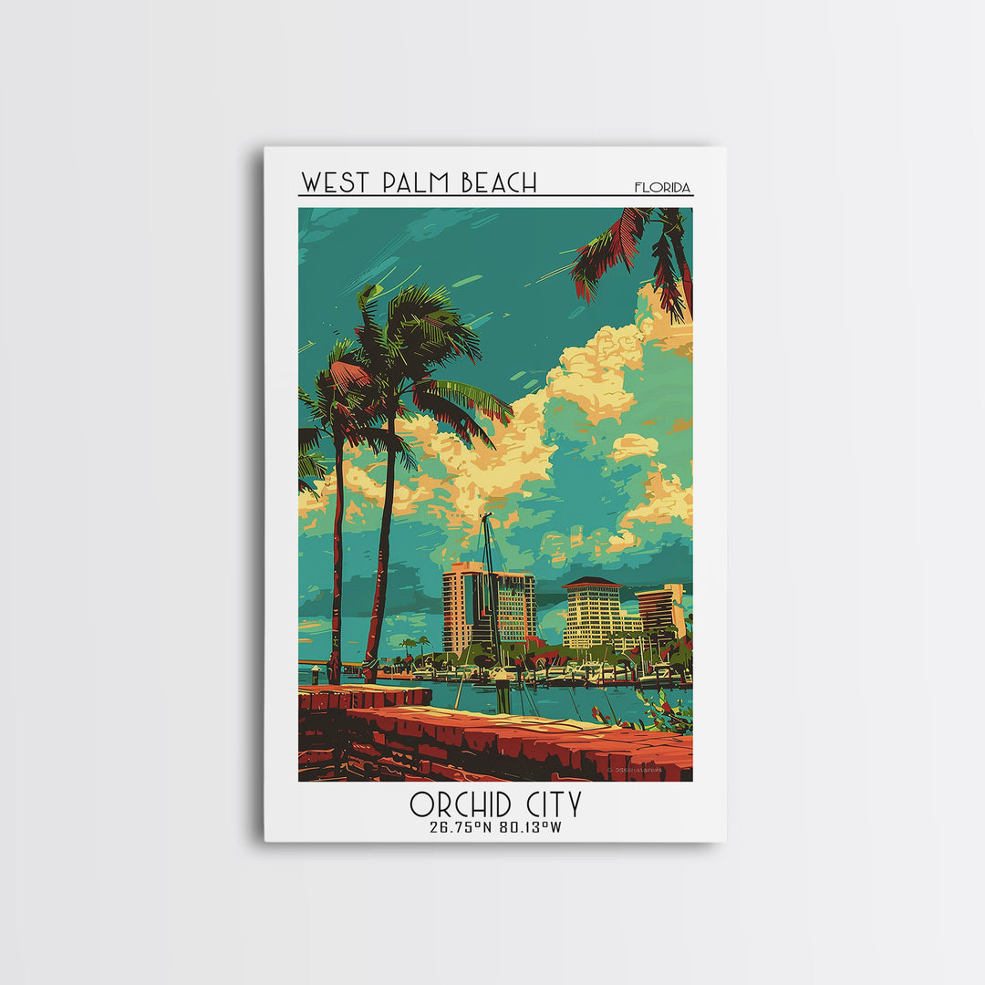 West Palm Beach Travel Poster, Canvas Print, City Travel Poster, Travel Wall Art, Travel Posters, Retro Travel Poster, Travel Prints