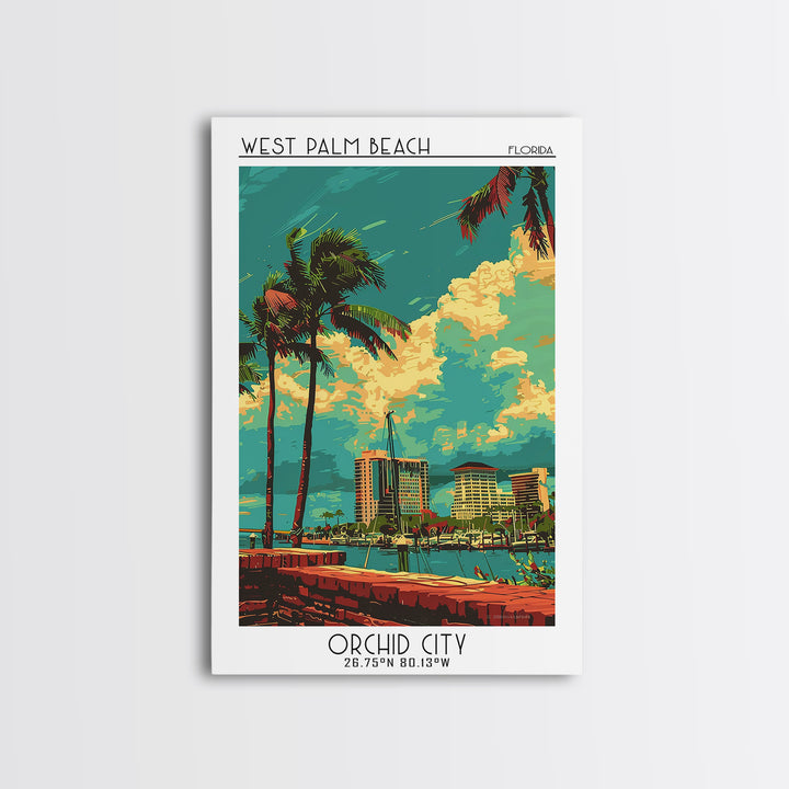 West Palm Beach Travel Poster, Canvas Print, City Travel Poster, Travel Wall Art, Travel Posters, Retro Travel Poster, Travel Prints