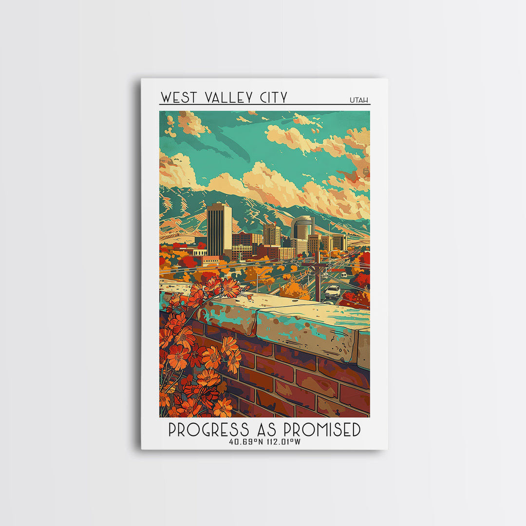 West Valley City Travel Poster, Framed Canvas Print, City Travel Poster, Travel Wall Decor, Home Decor, Fine Art Print, Travel Print