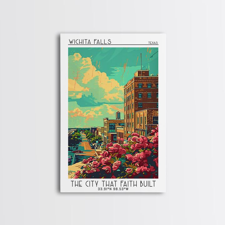 Wichita Falls Travel Poster, Canvas Print, Retro Wall Art, Travel Print, Travel Wall Decor, Art Print, Home Office Decor, Home Decor