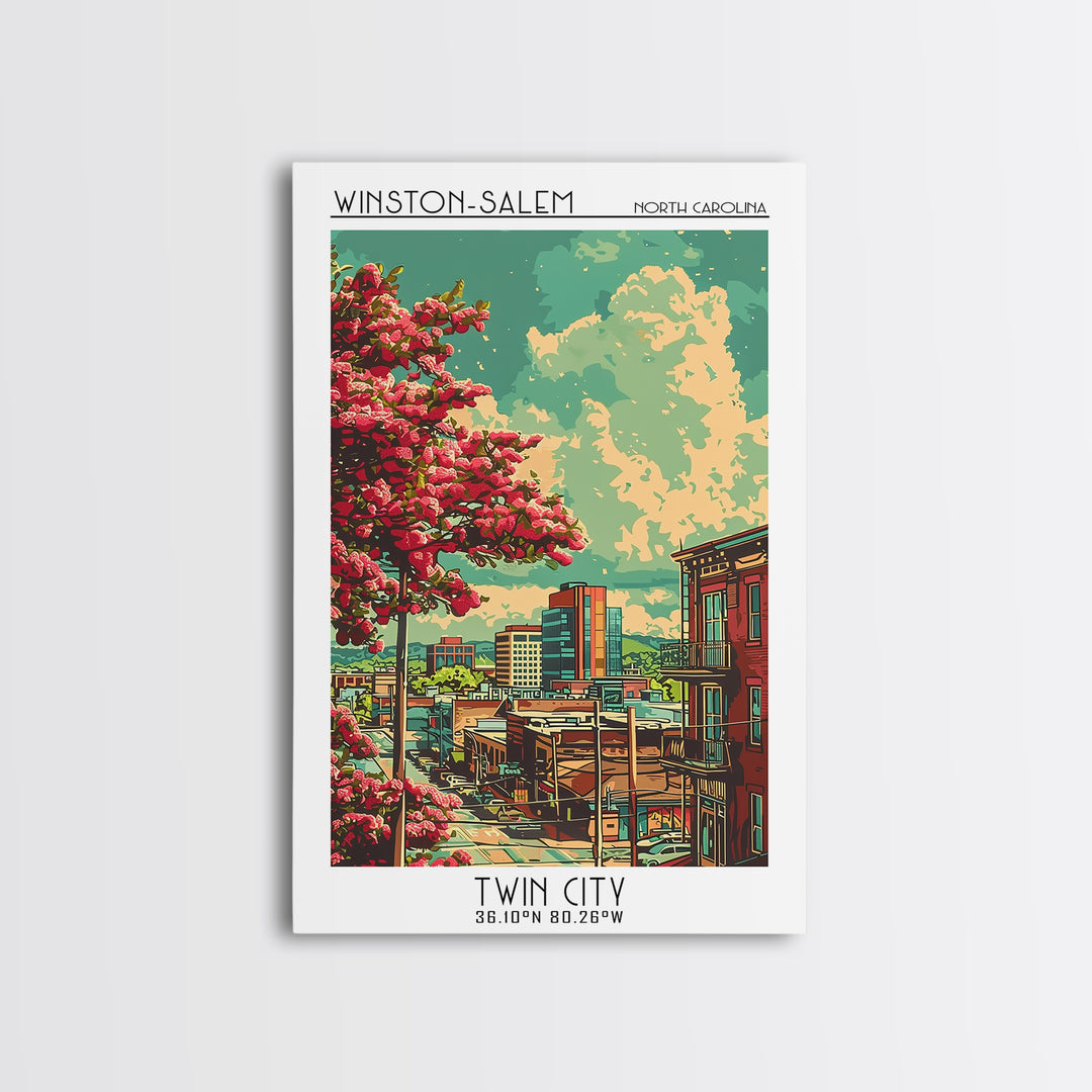 Winston-Salem Travel Poster, Framed Canvas Print, Travel Wall Decor, Minimalist Poster, Travel Prints, Home Office Decor, Home Decor