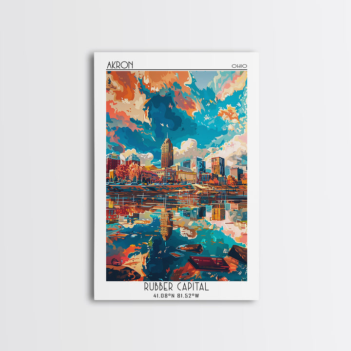 Akron Travel Poster, Canvas Print, Poster Print, Travel Wall Art, Gallery Wall Set, City Wall Art, Fine Art Print, Minimalist Poster