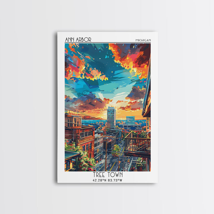 Ann Arbor Travel Poster, Canvas Print, Travel Art Print, Modern Wall Decor, Poster Print, Home Office Decor, Travel Print, Art Print
