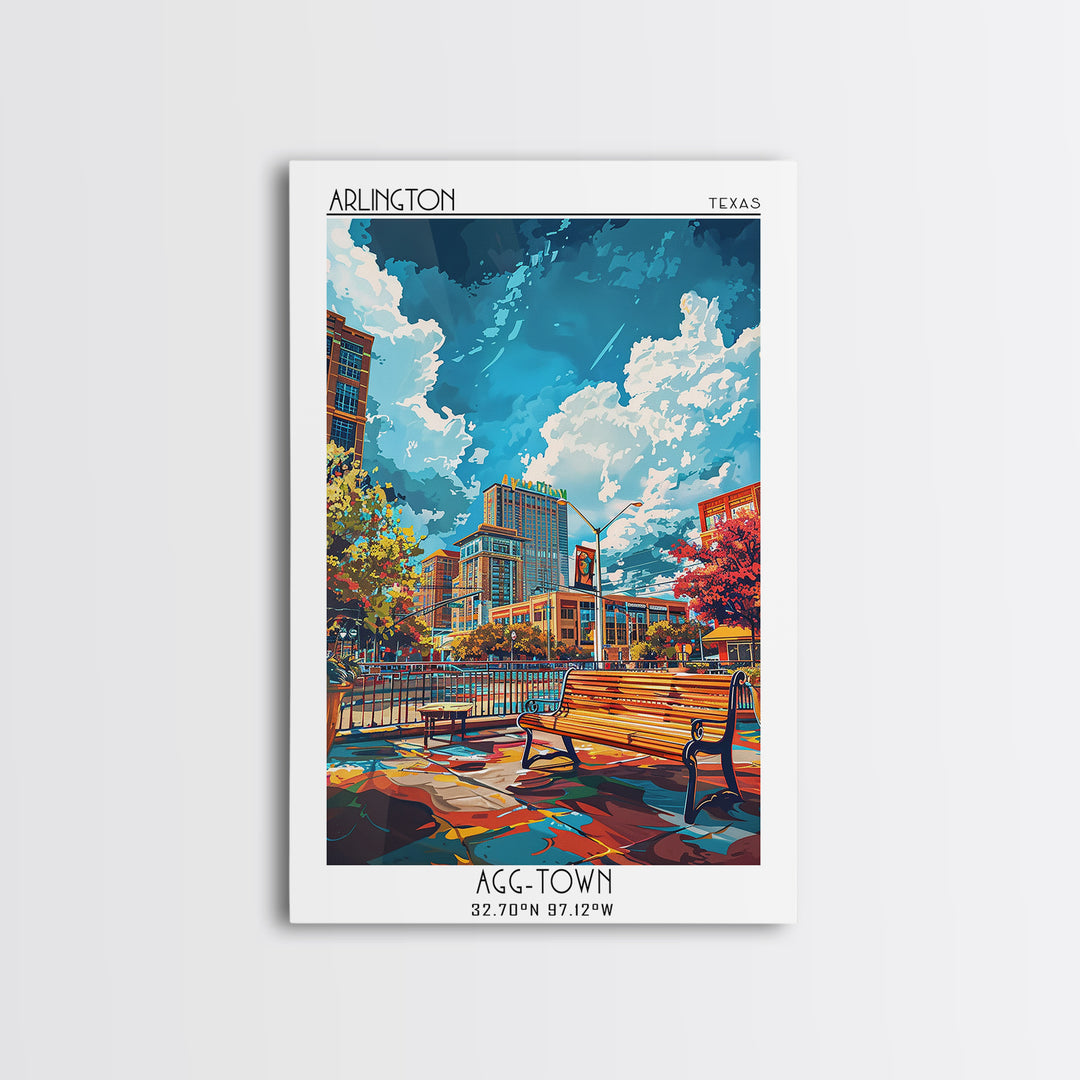 Arlington Travel Poster, Framed Canvas Print, Travel Prints, Landscape Art, Travel Wall Art, Watercolor Cityscape, Travel Wall Decor