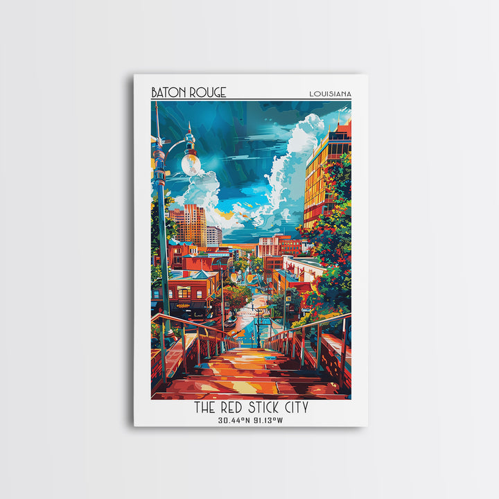 Baton Rouge Travel Poster, Canvas Print, Travel Wall Art, City Wall Art, Landscape Art, Vintage Travel Art, Poster Print, Poster Art