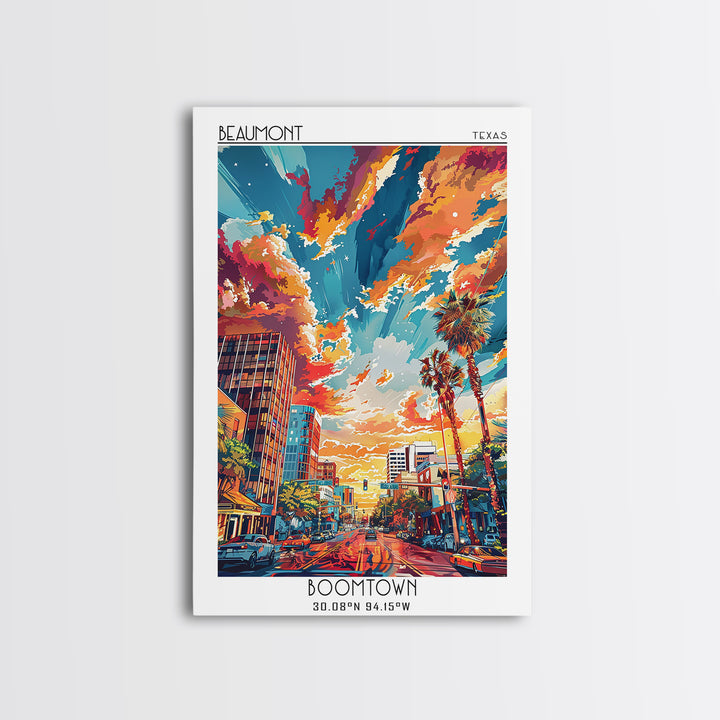 Beaumont Travel Poster, Canvas Print, Retro Wall Art, Travel Print, City Art Print, Art Print, Mid Century Wall Art, Vintage Posters