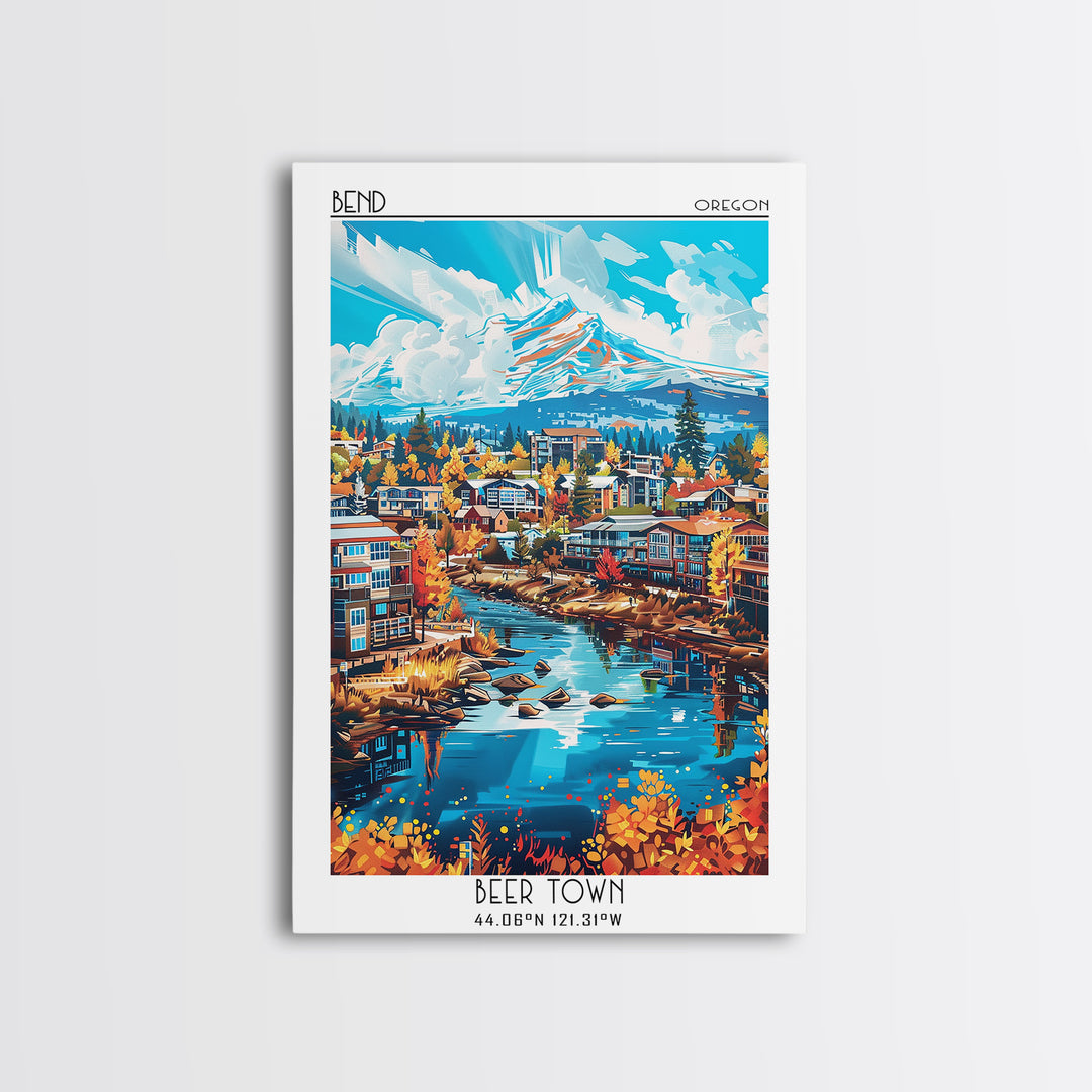 Bend Travel Poster, Canvas Print, City Art Print, Travel Wall Art, Minimalist Poster, Vintage City Poster, Wall Art, Vintage Posters