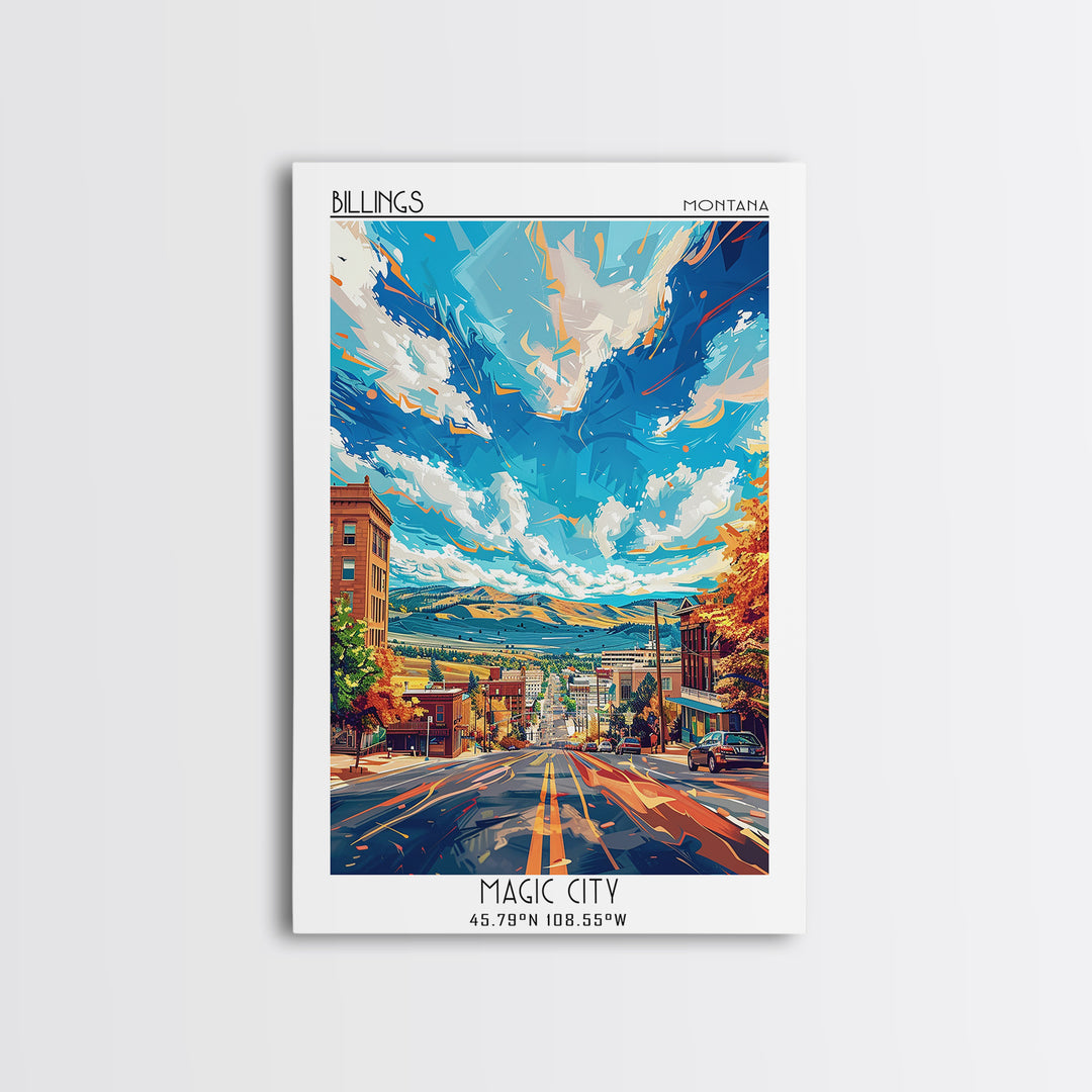 Billings Travel Poster, Framed Canvas Print, Travel Art Print, Modern Wall Decor, Retro Travel Poster, Travel Print, Wanderlust Gift