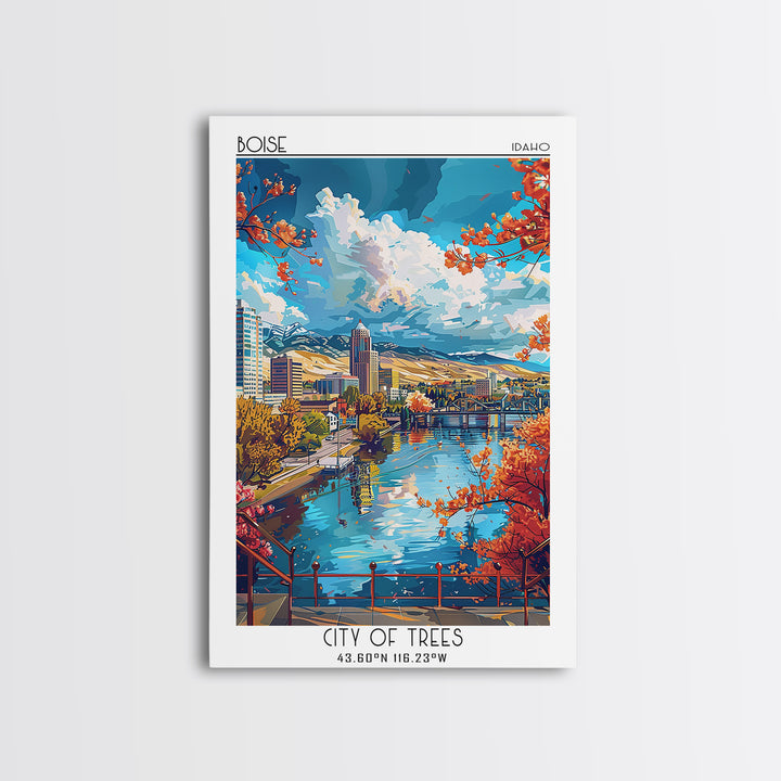 Boise Travel Poster, Canvas Print, City Travel Poster, Vintage City Poster, Vintage Travel Print, Retro Wall Art, Retro Travel Print