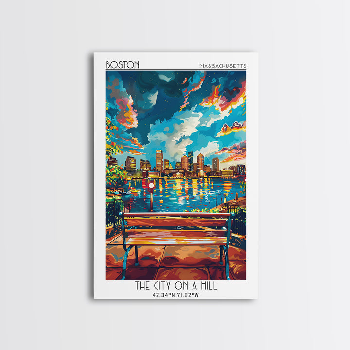 Boston Travel Poster, Canvas Print, Poster Print, Travel Wall Art, Minimalist Poster, Home Office Decor, Travel Print, City Wall Art
