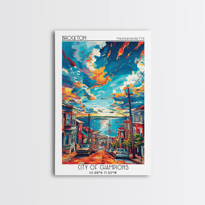 Brockton Travel Poster, Framed Canvas Print, City Travel Poster, Vintage City Poster, Wanderlust Gift, Travel Prints, Fine Art Print