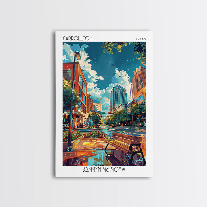 Carrollton Travel Poster, Framed Canvas Print, Retro Wall Art, Travel Print, City Art Print, Mid Century Wall Art, Home Office Decor