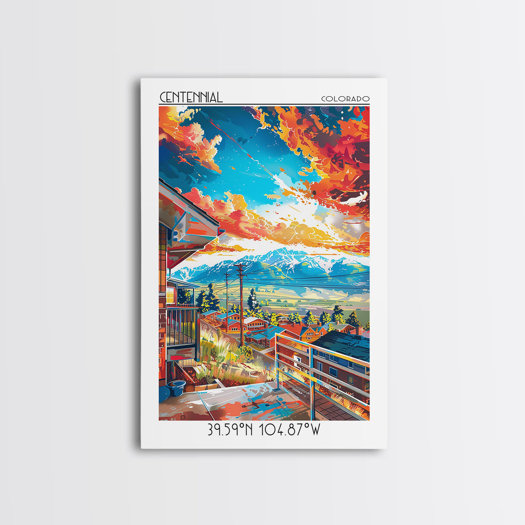 Centennial Travel Poster, Framed Canvas Print, City Travel Poster, Travel Wall Decor, Retro Travel Print, Poster Art, Retro Wall Art