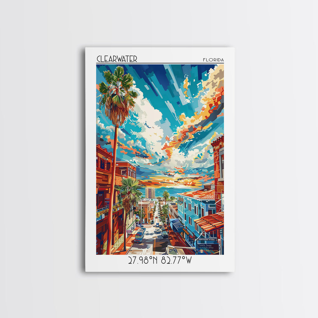 Clearwater Travel Poster, Framed Canvas Print, Poster Print, Travel Wall Art, Travel Posters, Travel Wall Decor, Retro Travel Poster