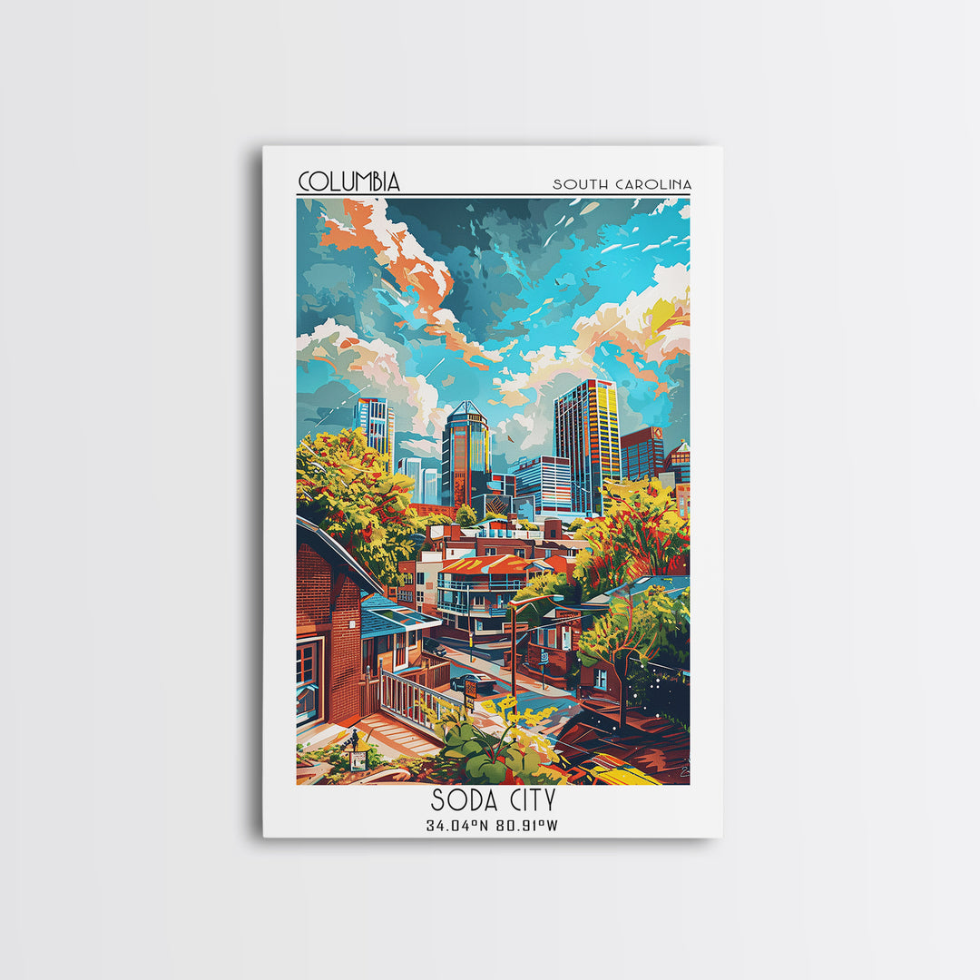 Columbia Travel Poster, Framed Canvas Print, City Travel Poster, Travel Wall Art, Gallery Wall Set, Fine Art Print, Travel Art Print