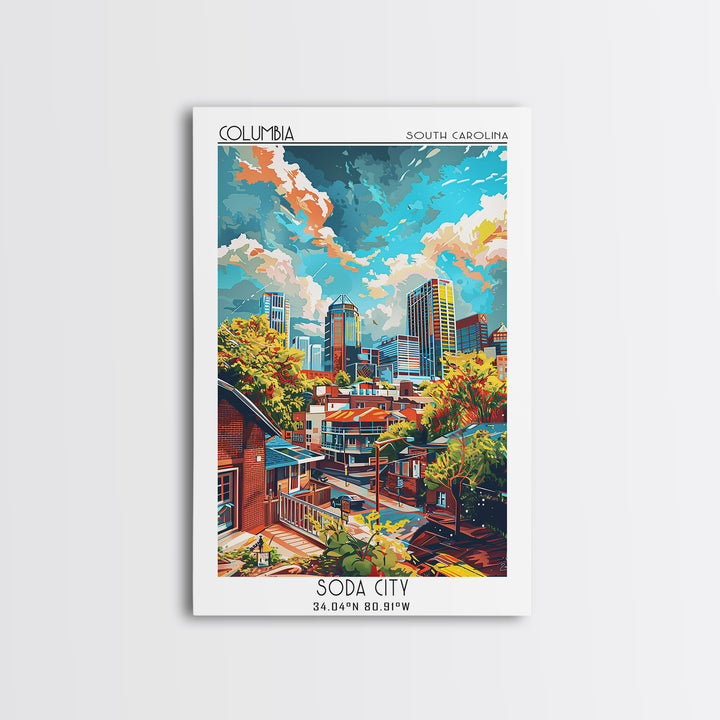 Columbia Travel Poster, Framed Canvas Print, City Travel Poster, Travel Wall Art, Gallery Wall Set, Fine Art Print, Travel Art Print