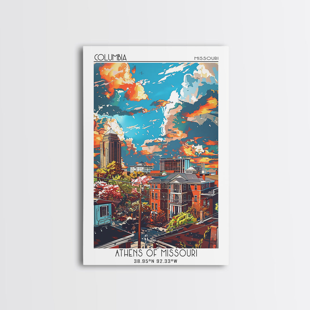 Columbia South Carolina Travel Poster, Canvas Print, City Travel Poster, Vintage City Poster, City Illustration, Retro Travel Poster