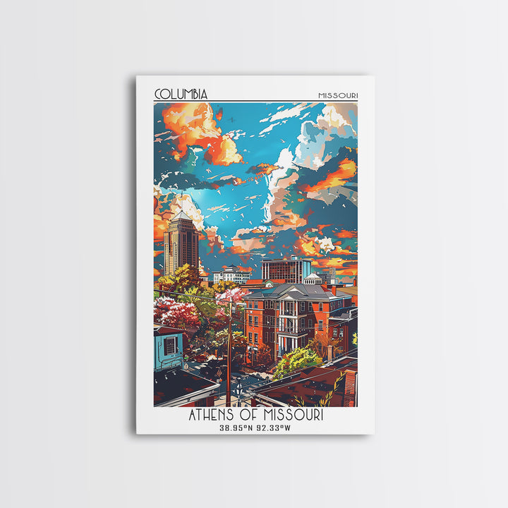 Columbia South Carolina Travel Poster, Canvas Print, City Travel Poster, Vintage City Poster, City Illustration, Retro Travel Poster