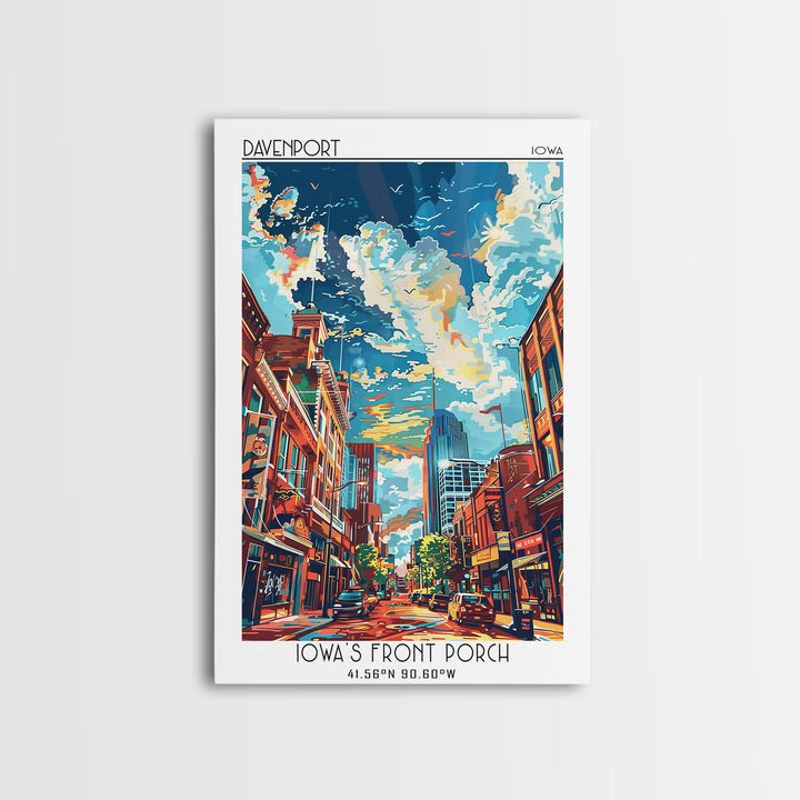 Davenport Travel Poster, Canvas Print, Travel Prints, Landscape Art, Retro Travel Print, City Art Print, Travel Wall Decor, Wall Art