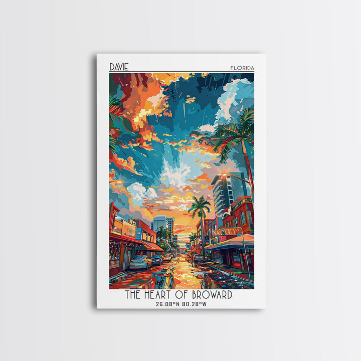 Davie Travel Poster, Framed Canvas Print, Retro Travel Poster, City Wall Art, Retro Travel Print, City Travel Poster, Retro Wall Art