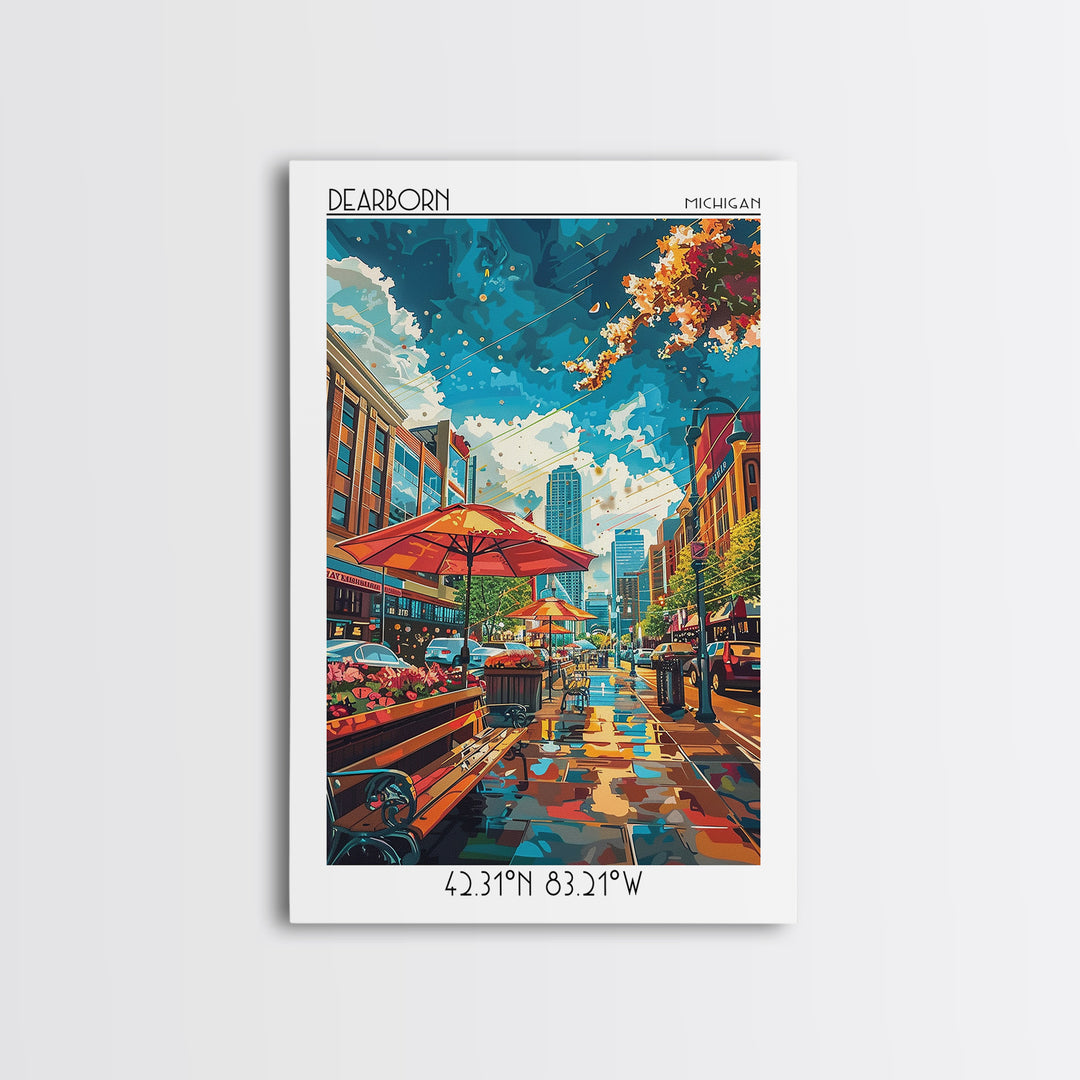 Dearborn Travel Poster, Framed Canvas Print, City Travel Poster, Travel Wall Art, Landscape Art, Gallery Wall Set, Minimalist Poster