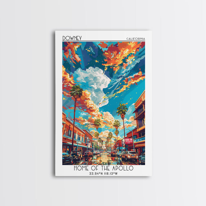Downey Travel Poster, Canvas Print, City Travel Poster, Travel Wall Decor, Art Print, Travel Posters, City Wall Art, Travel Wall Art