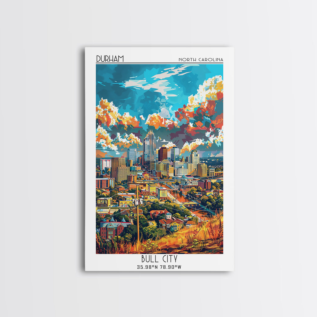Durham Travel Poster, Framed Canvas Print, Retro Travel Poster, City Wall Art, Retro Travel Print, Vintage Travel, Minimalist Poster