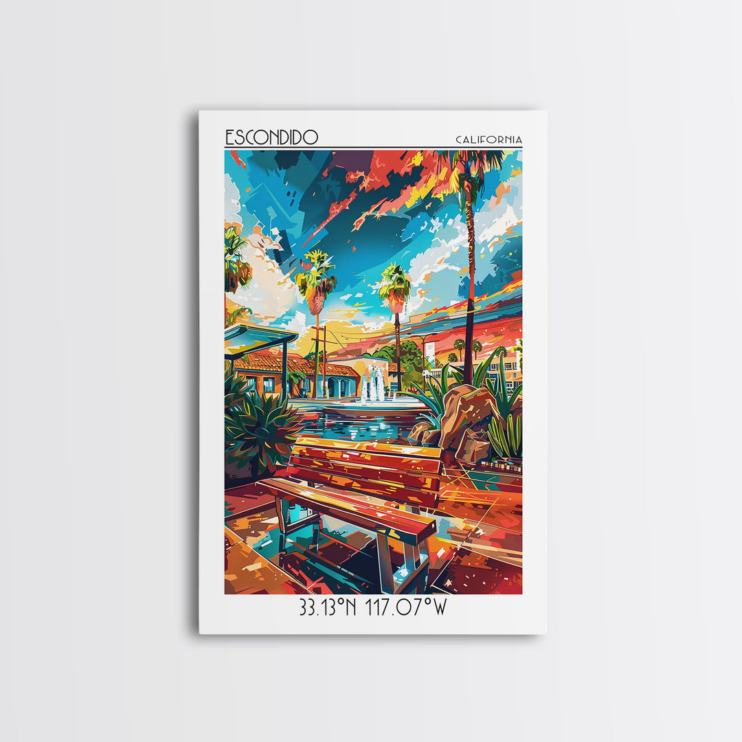 Escondido Travel Poster, Framed Canvas Print, Poster Print, Travel Wall Art, Home Office Decor, City Art Print, Living Room Wall Art