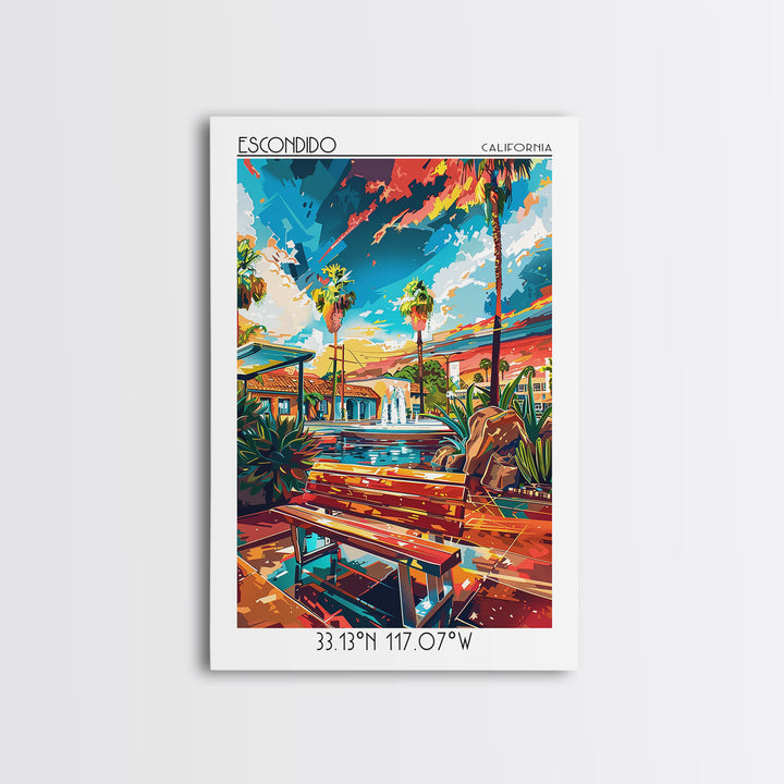Escondido Travel Poster, Framed Canvas Print, Poster Print, Travel Wall Art, Home Office Decor, City Art Print, Living Room Wall Art