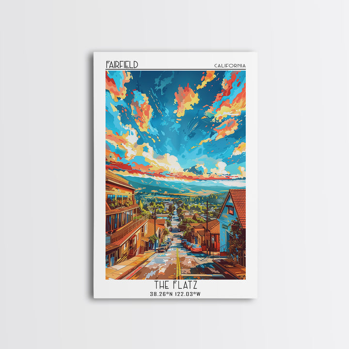 Fairfield Travel Poster, Framed Canvas Print, Poster Print, Travel Wall Art, Wanderlust Gift, Colorful Wall Art, Retro Travel Poster