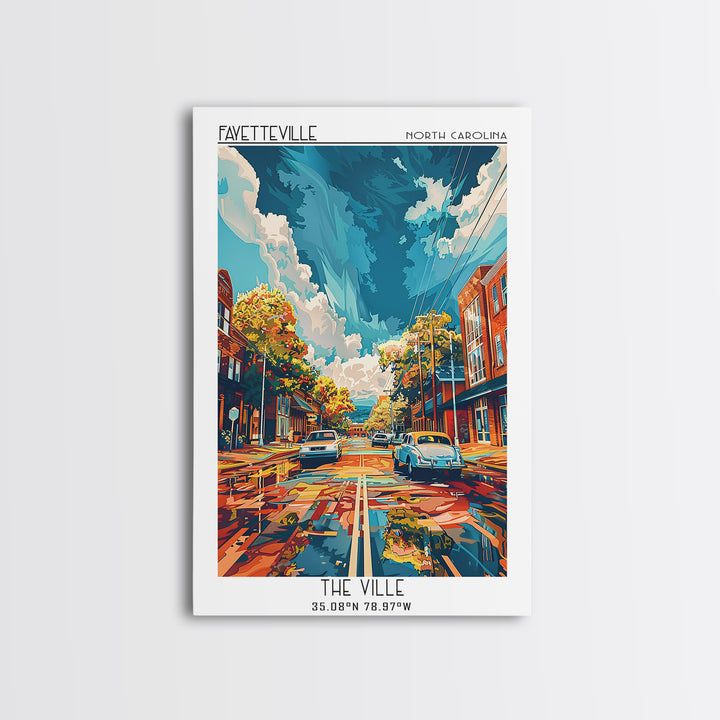 Fayetteville Travel Poster, Framed Canvas Print, Travel Wall Decor, Minimalist Poster, Art Print, City Art Print, City Travel Poster