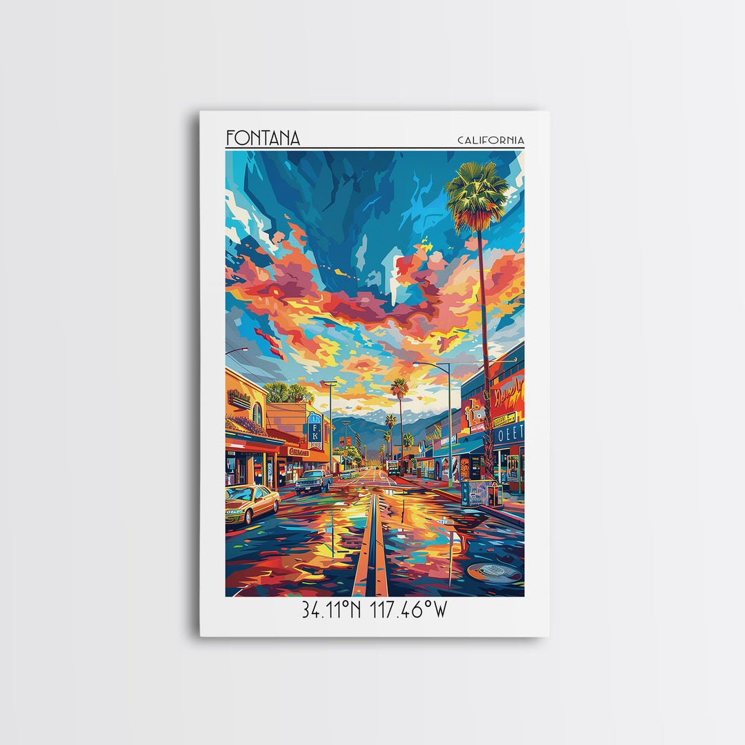 Fontana Travel Poster, Canvas Print, Poster Print, Travel Wall Art, Living Room Wall Art, Landscape Art, Wanderlust Gift, Home Decor