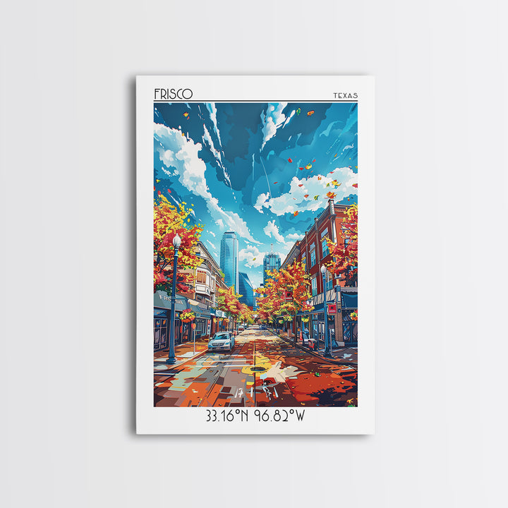 Frisco Travel Poster, Framed Canvas Print, Poster Print, Travel Wall Art, Travel Decor, Art Print, City Art Print, City Illustration