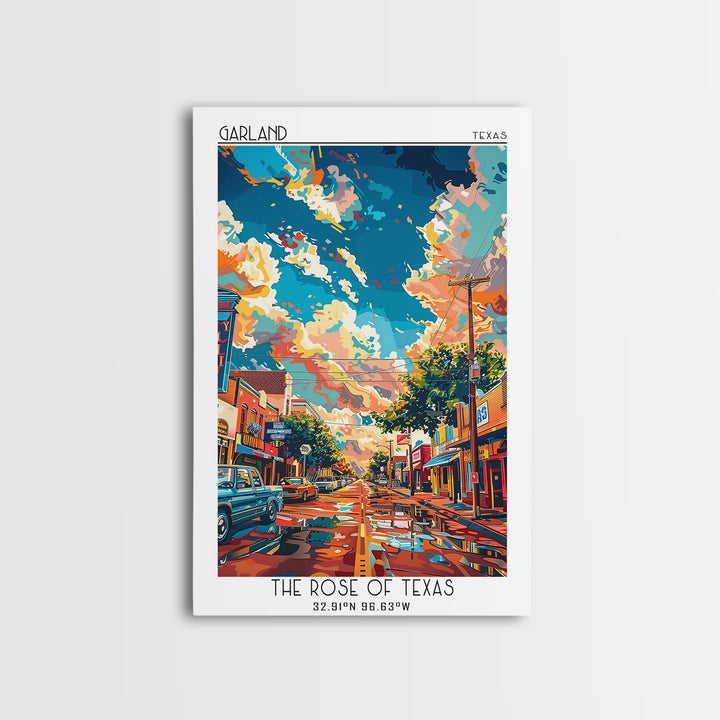 Garland Travel Poster, Canvas Print, City Travel Poster, Travel Wall Decor, Gallery Wall Set, Travel Art Print, Mid Century Wall Art