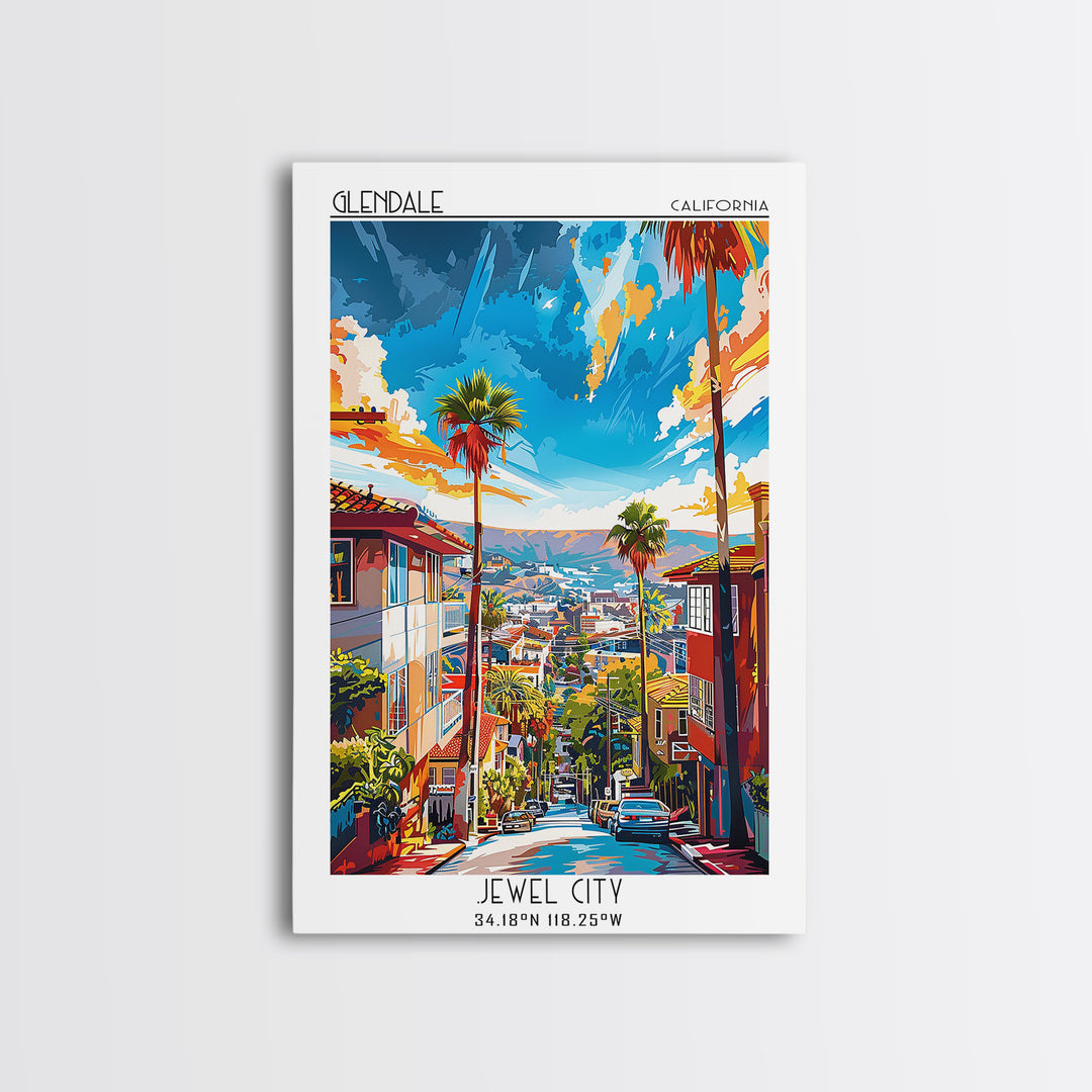Glendale California Travel Poster, Canvas Print, Travel Art Print, Modern Wall Decor, Minimalist Poster, Travel Print, Travel Prints