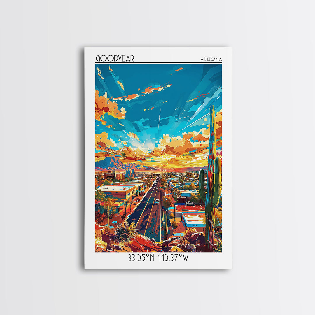 Goodyear Travel Poster, Framed Canvas Print, City Travel Poster, Travel Wall Art, Travel Print, Vintage Travel Print, Vintage Travel