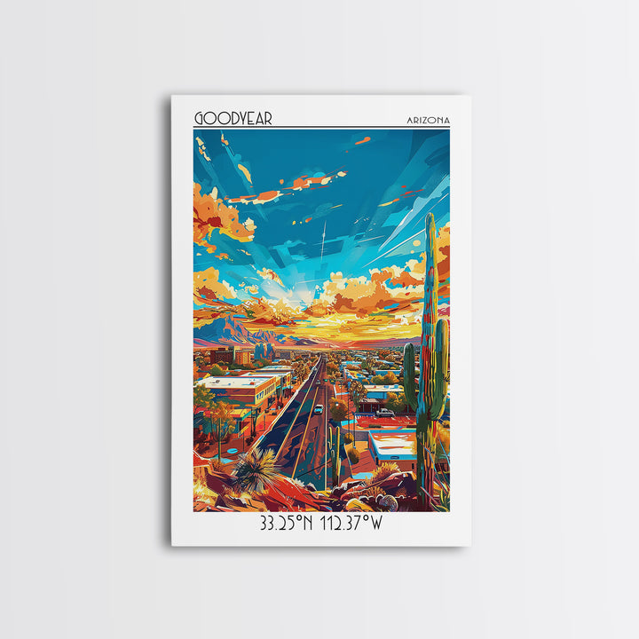 Goodyear Travel Poster, Framed Canvas Print, City Travel Poster, Travel Wall Art, Travel Print, Vintage Travel Print, Vintage Travel