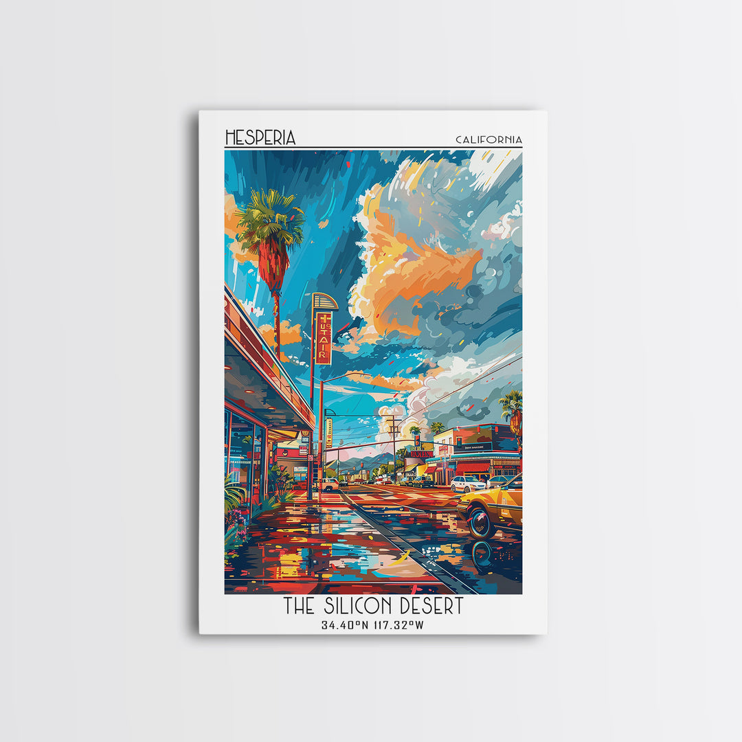 Hesperia Travel Poster, Canvas Print, Vintage Travel Print, City Wall Art, Vintage Travel Art, Wanderlust Gift, Living Room Wall Art